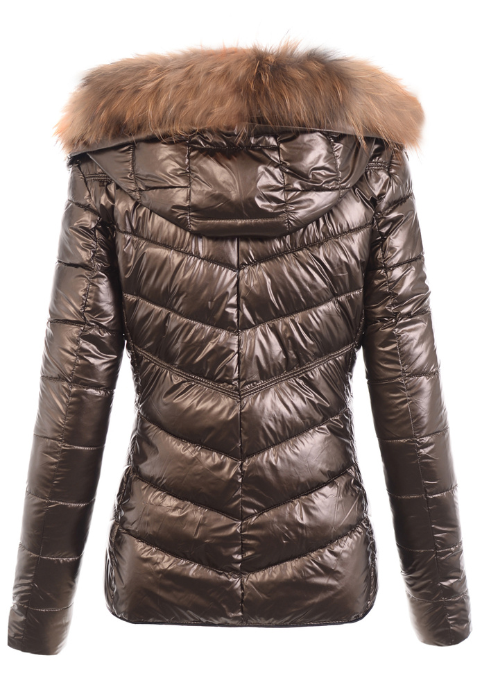 Damska Zimowa Ortalionowa Kurtka Brązowa