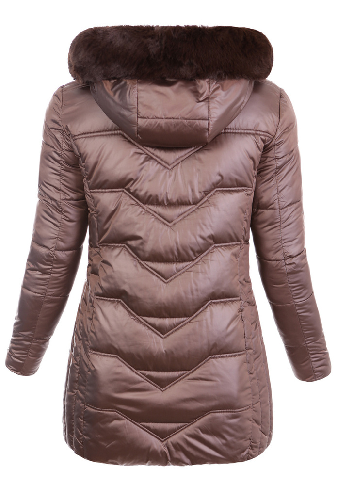 Damska Zimowa Ortalionowa Kurtka Brązowa