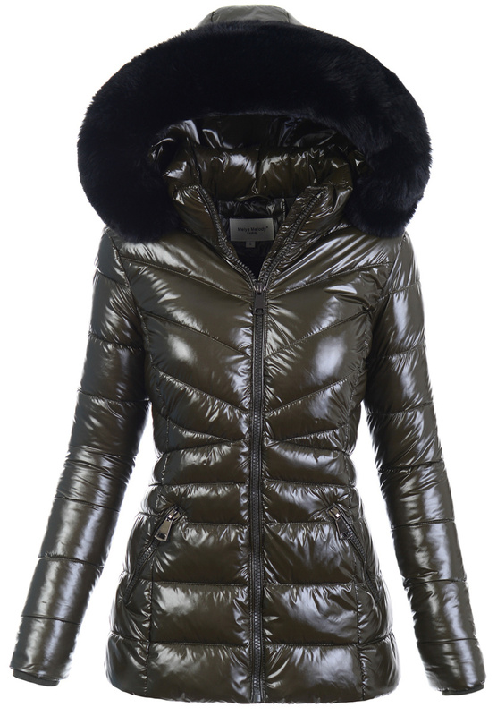 Damska Zimowa Ortalionowa Kurtka Zielona