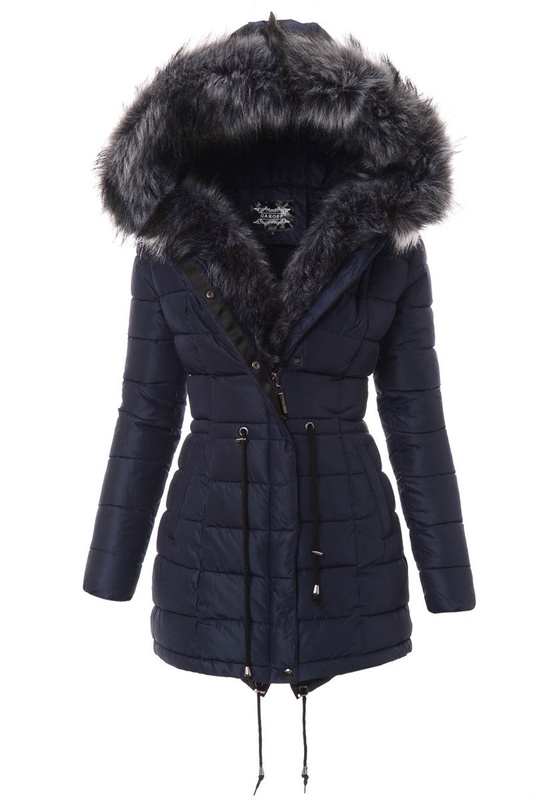 Damska Parka Kurtka Zimowa Granatowa