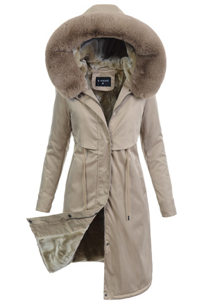 Damska Parka Kurtka Zimowa Beżowa