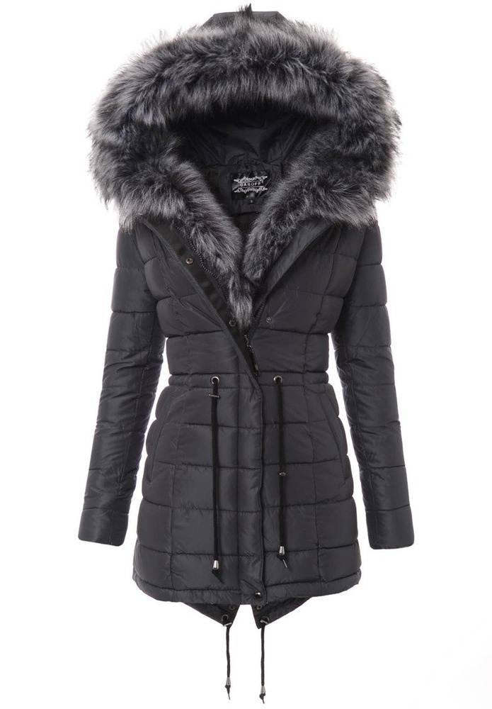 Damska Parka Kurtka Zimowa Grafitowa