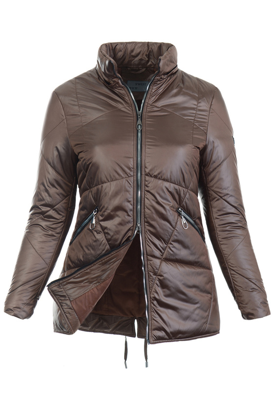 Damska Zimowa Ortalionowa Kurtka Brązowa