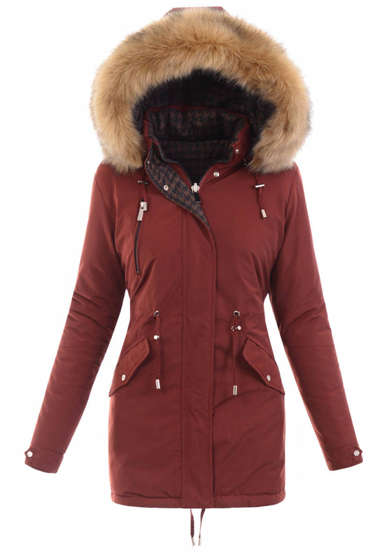 Damska Parka Kurtka 2w1 Zimowa Czarna