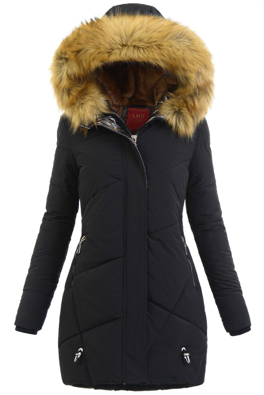 Damska Zimowa Ortalionowa Kurtka Czarna