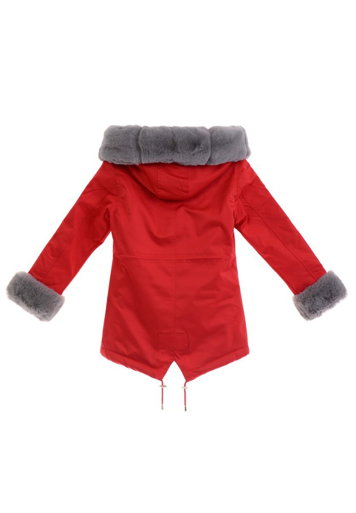 Dziecięca Parka Zimowa Agatka Czerwona Z Szarym Futerkiem