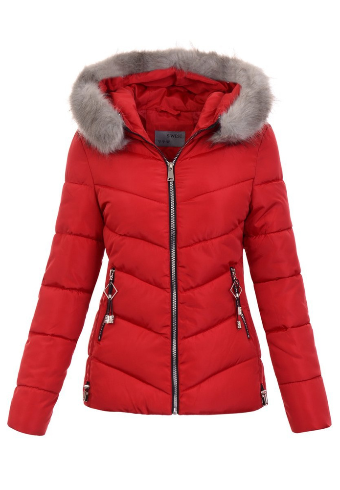 Damska Zimowa Kurtka Czerwona