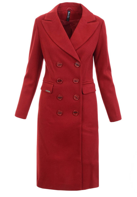 Damski Przejściowy Płaszcz Czerwony