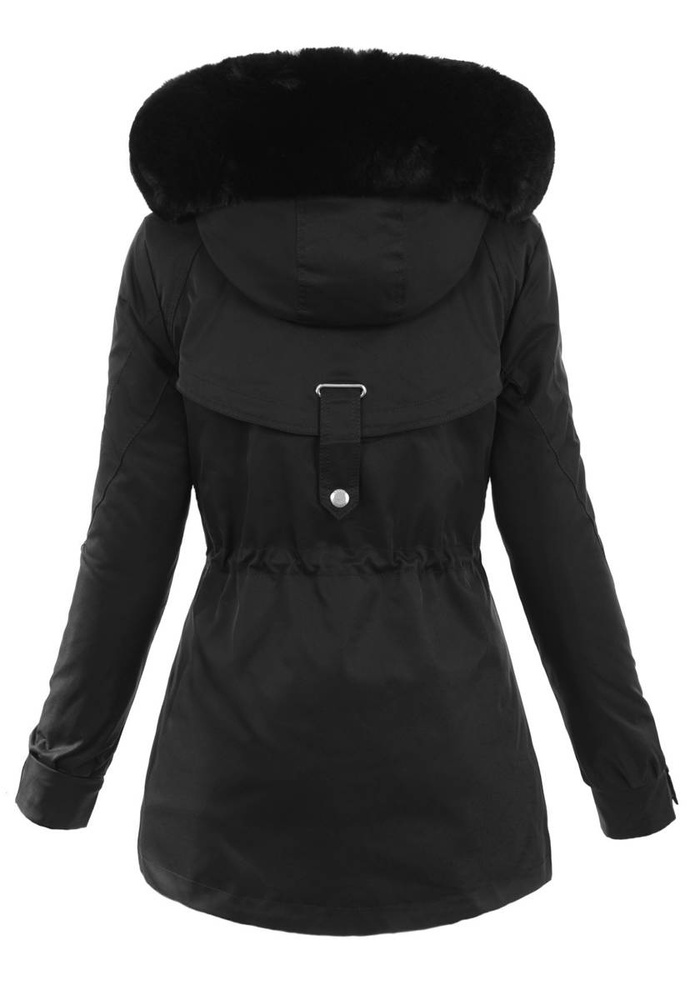 Damska Parka Kurtka Zimowa Czarna