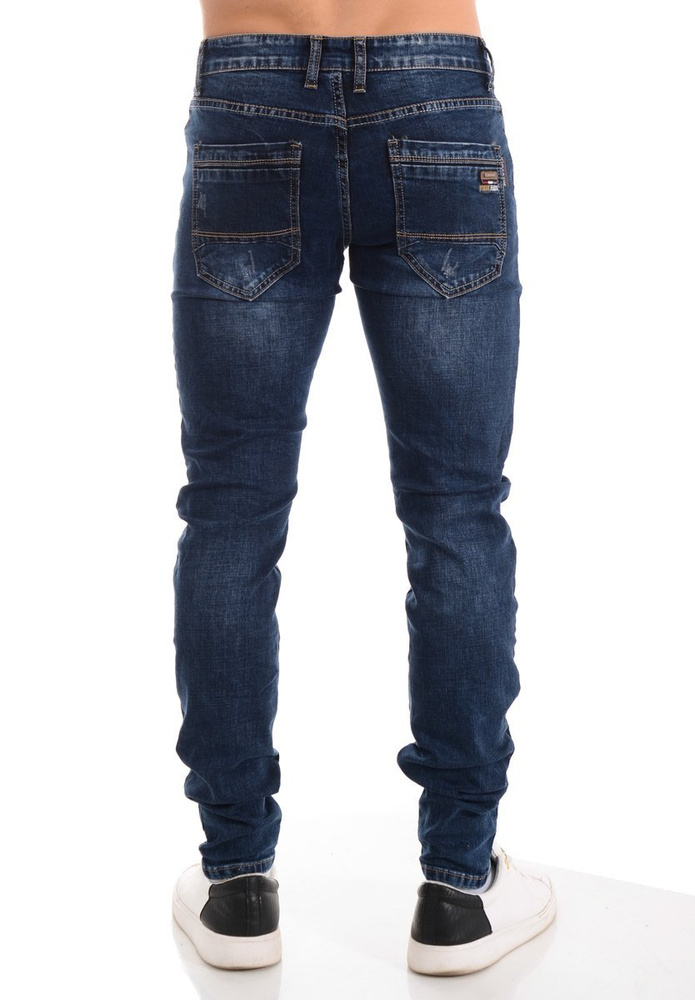 Męskie Spodnie Jeansowe Granatowe