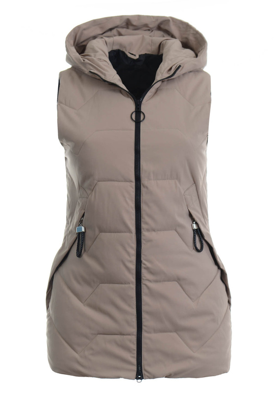 Damska Kamizelka Bezrękawnik Beżowy