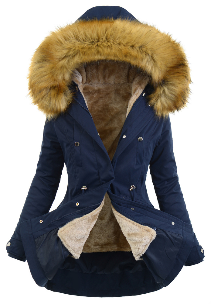 Damska Parka Kurtka 2w1 Zimowa Granatowa