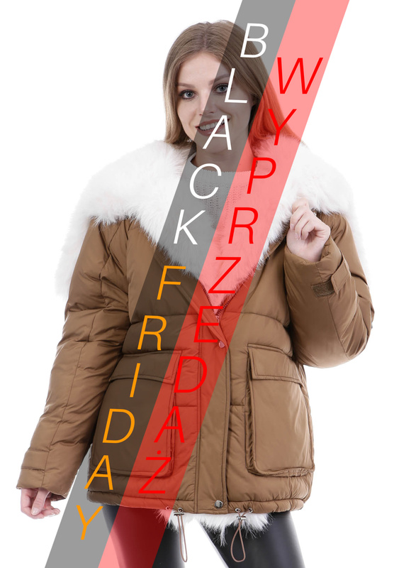 Damska Zimowa Ortalionowa Kurtka Brązowa