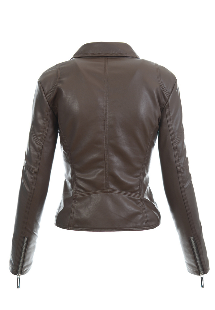 Damska Kurtka Ramoneska Brązowa