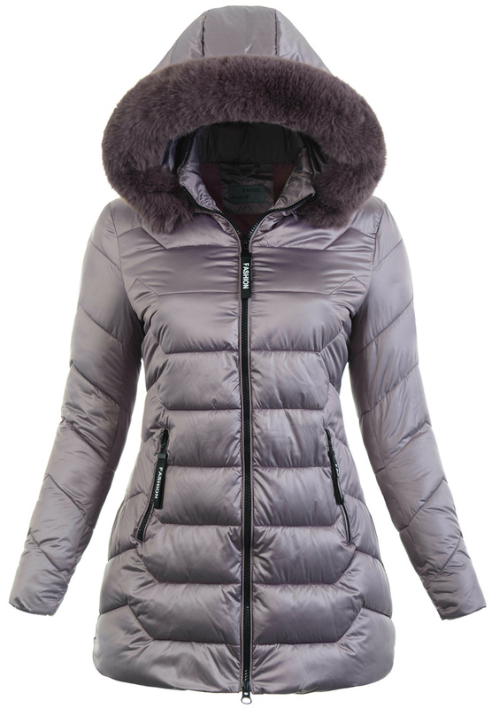 Damska Zimowa Ortalionowa Kurtka Fioletowa