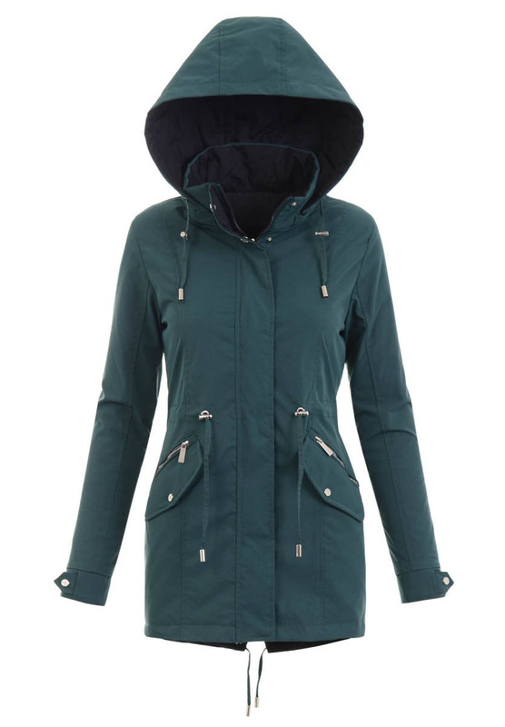 Damska Parka Wiosenna Zielona
