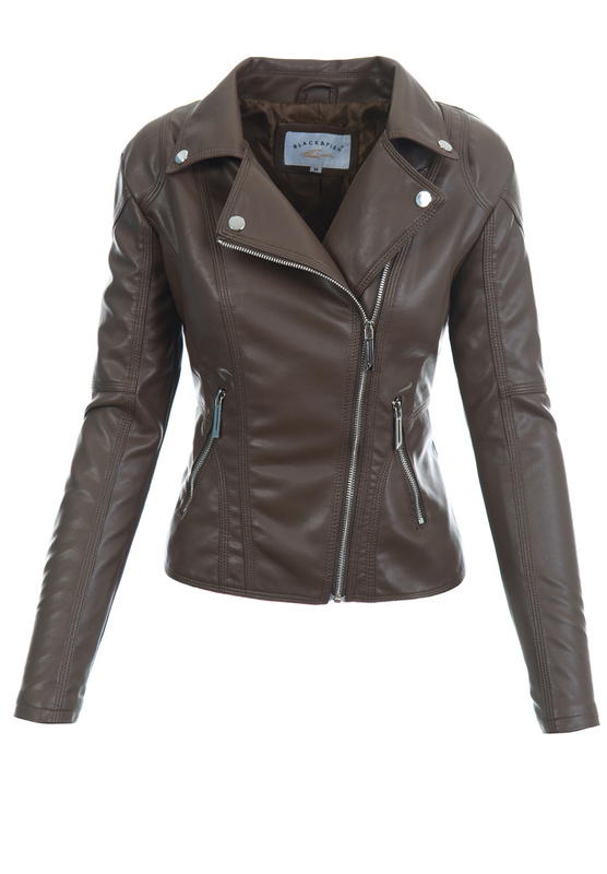 Damska Kurtka Ramoneska Brązowa