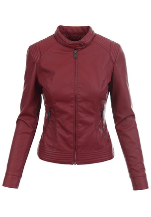 Damska Kurtka Ramoneska Bordowa