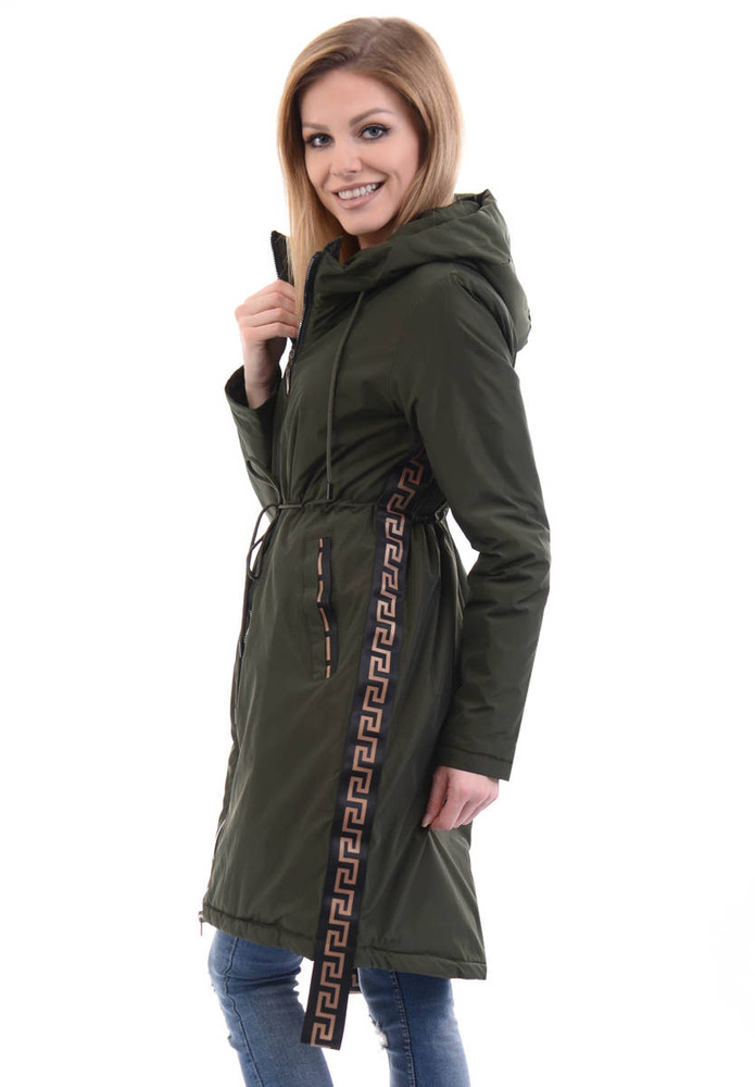 Damska Parka Wiosenna Zielona
