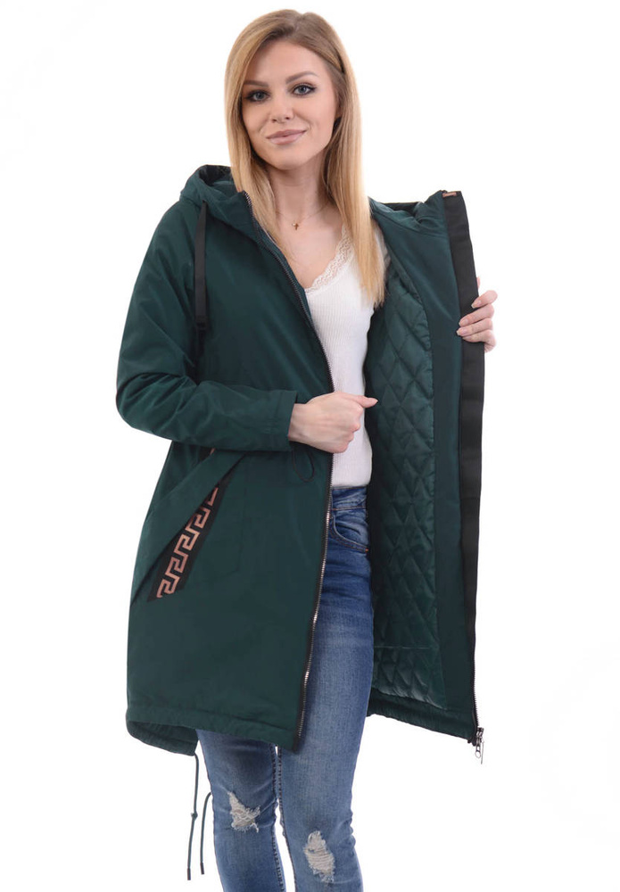 Damska Parka Wiosenna Zielona