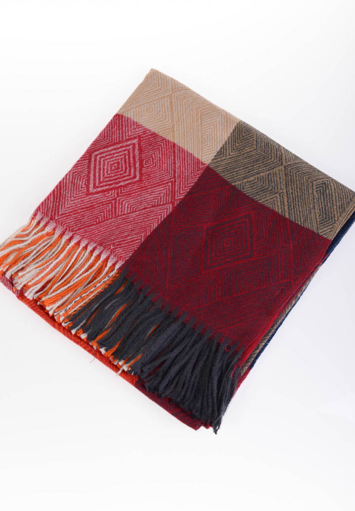 Damska Chusta Szal Beżowo- Czerwony