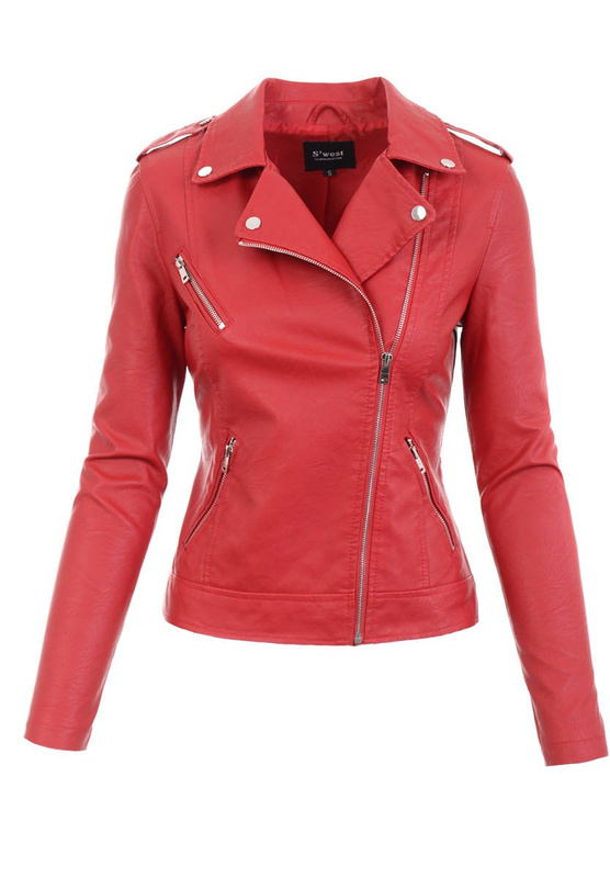 Damska Kurtka Ramoneska Czerwona