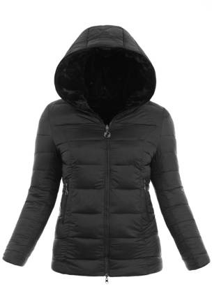 Damska Zimowa Dwustronna Kurtka Czarna