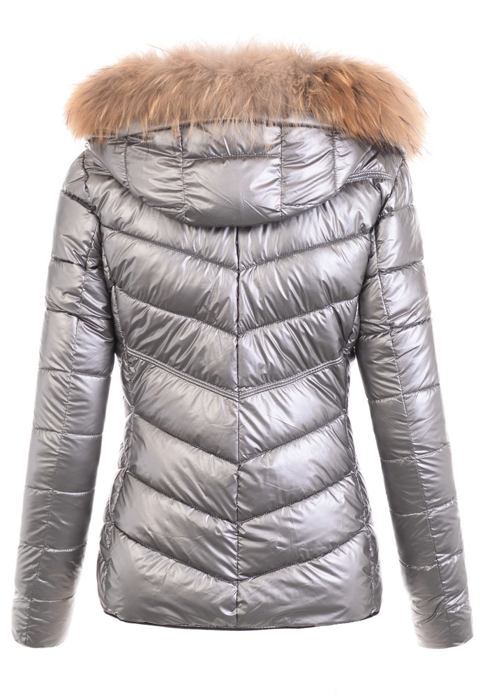 Damska Zimowa Ortalionowa Kurtka Srebrna