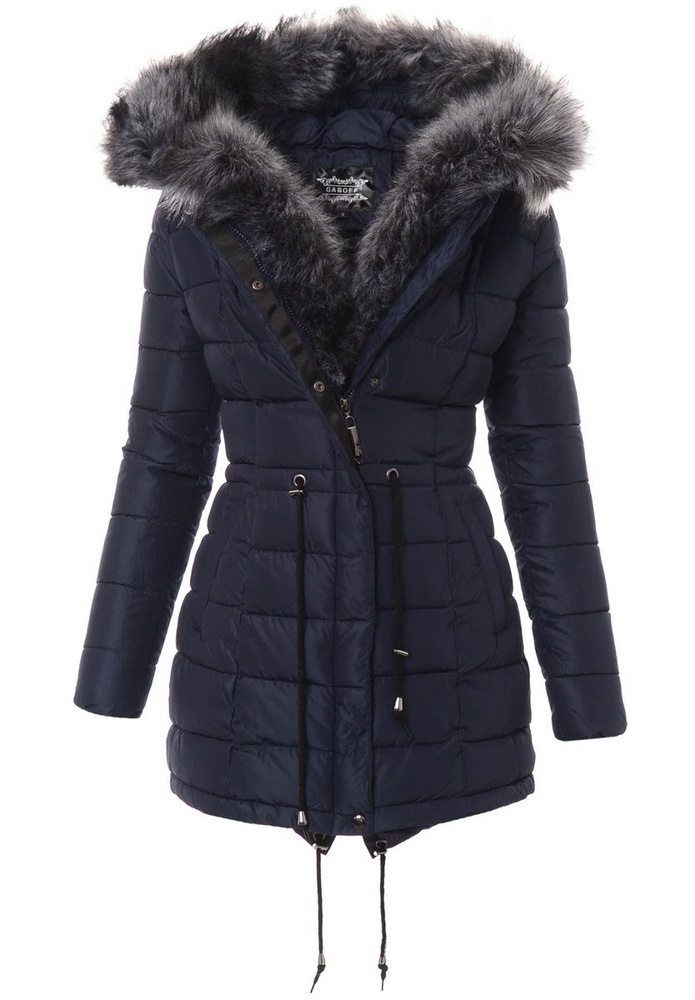 Damska Parka Kurtka Zimowa Granatowa