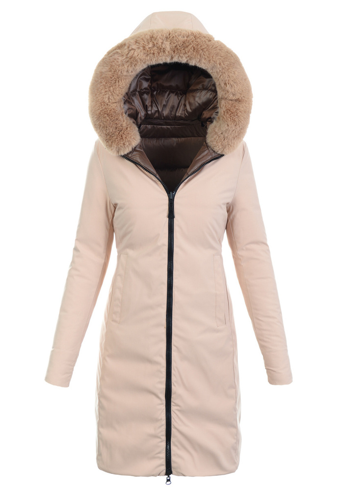 Damska Zimowa Ortalionowa Kurtka Brązowa