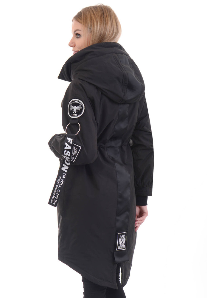 Damska Parka Wiosenna Czarna