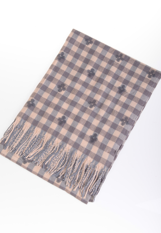 Szal Damski W Kratę Jasno Brązowy