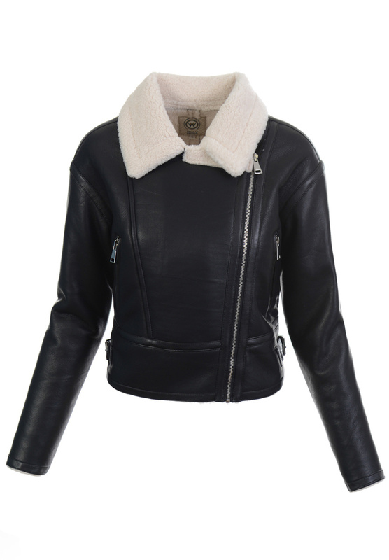 Damska Zimowa Kurtka Kożuszek Czarna