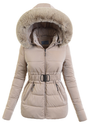 Damska Zimowa Ortalionowa Kurtka Beżowa