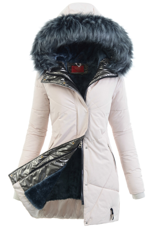 Damska Zimowa Ortalionowa Kurtka Jasnobeżowa