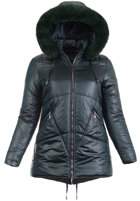 Damska Zimowa Ortalionowa Kurtka Zielona