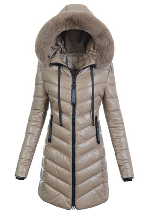 Damska Zimowa Ortalionowa Kurtka Beżowa