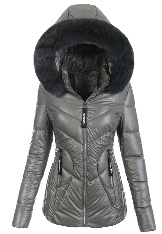 Damska Zimowa Ortalionowa Kurtka Zielona