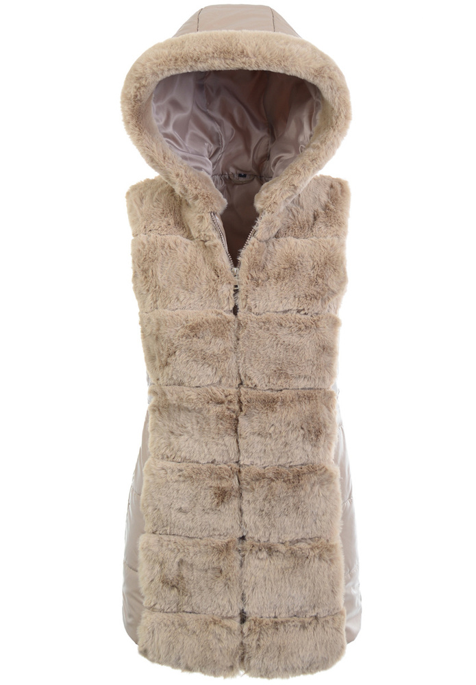 Damska Kamizelka Bezrękawnik Beżowy