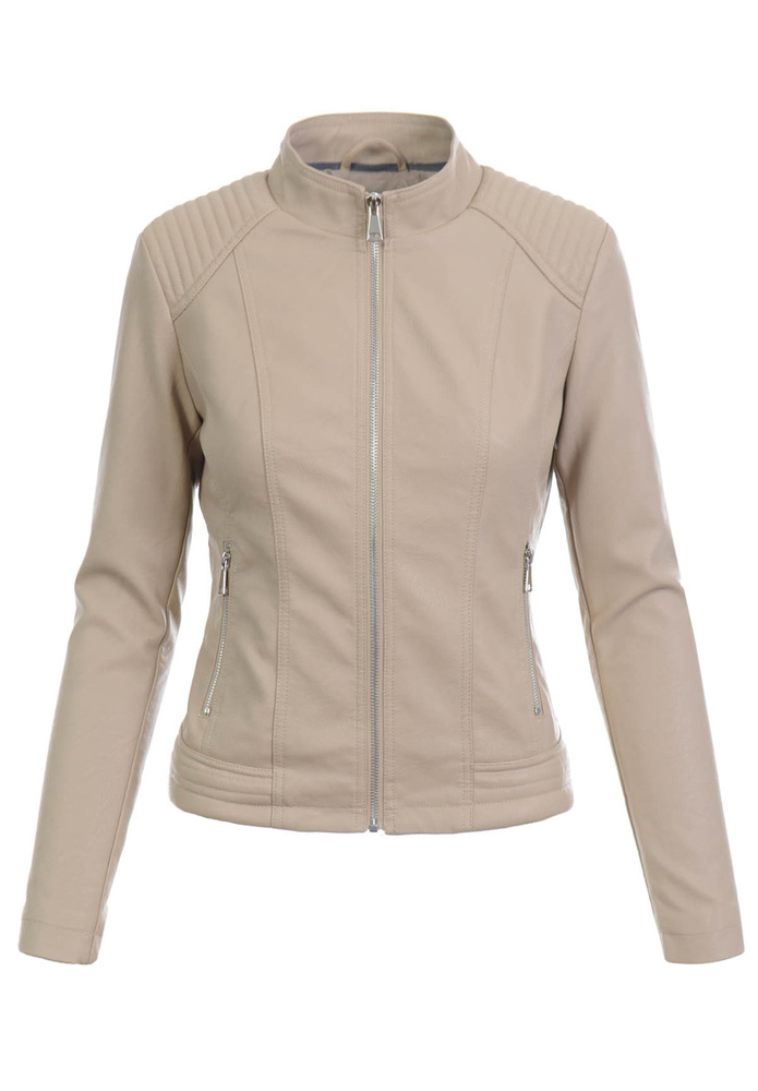 Damska Kurtka Ramoneska Beżowa