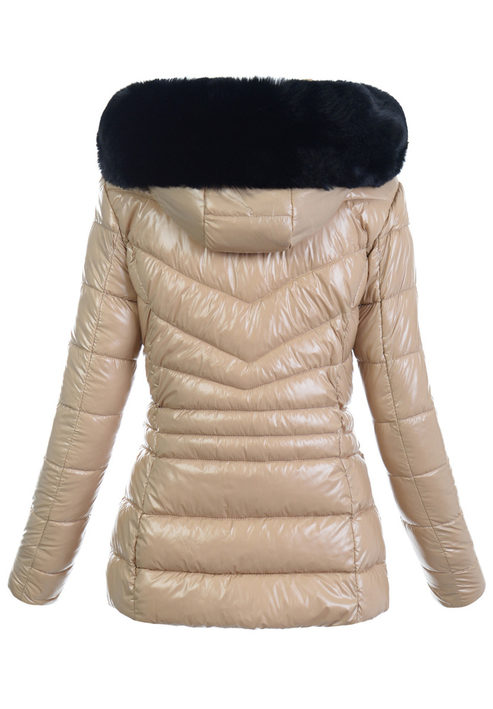 Damska Zimowa Ortalionowa Kurtka Beżowa