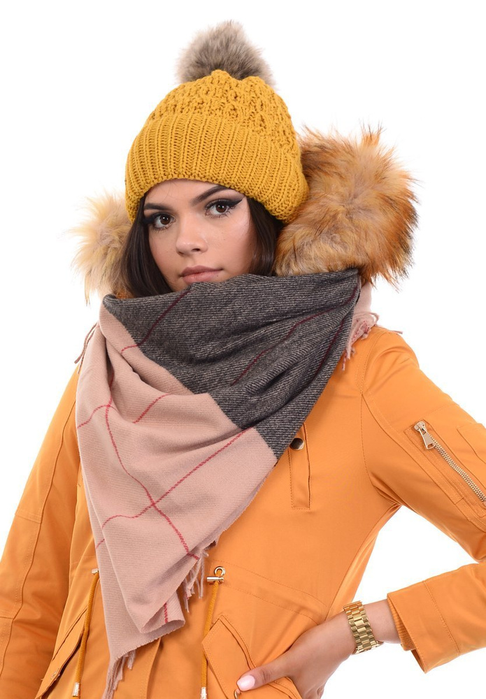 Chusta Damska Jasnobrązowo-Szary