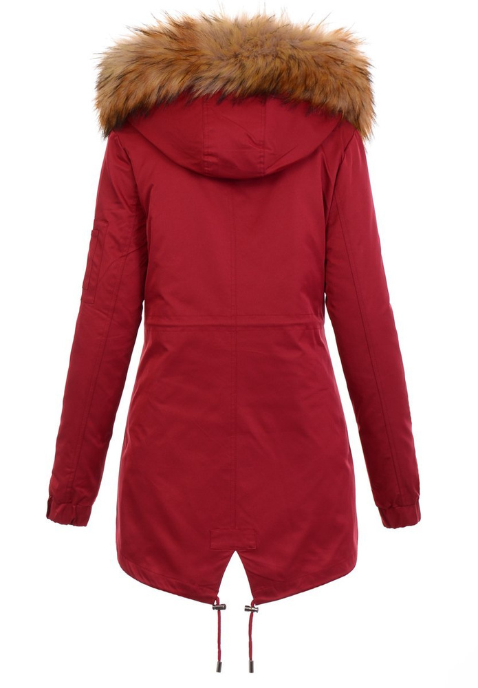 Parka Zimowa 3w1 Czerwona Z Brązowym Futerkiem
