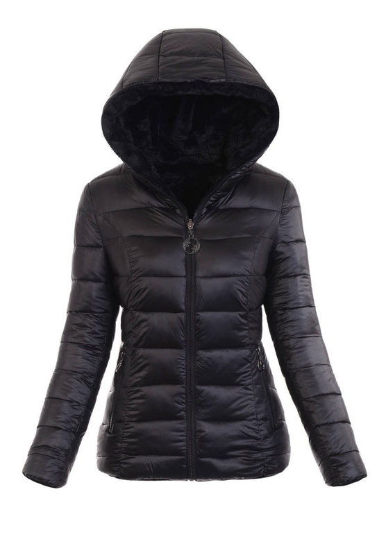 Damska Zimowa Ortalionowa Kurtka Czarna