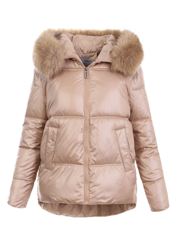 Damska Zimowa Ortalionowa Kurtka Jasno Brązowa