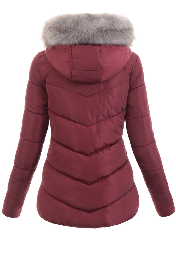 Damska Zimowa Kurtka Bordowa