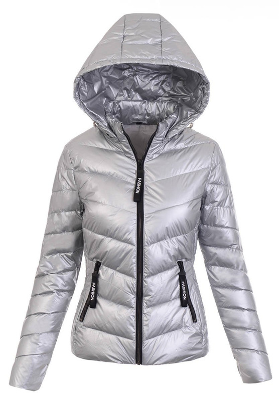 Damska Wiosenno-Jesienna Kurtka Srebrna