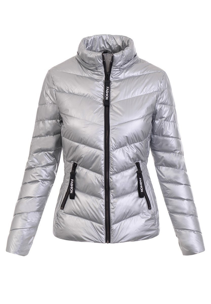 Damska Wiosenno-Jesienna Kurtka Srebrna