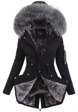 Zimowa Parka Czarna z Szarym Futerkiem