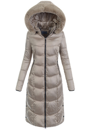 Damska Zimowa Ortalionowa Kurtka Beżowa